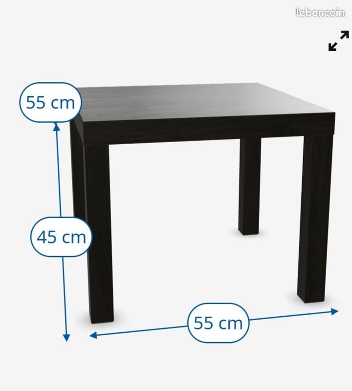 Table basse noir neuve 55x55 (toujours emballée) (image 1)