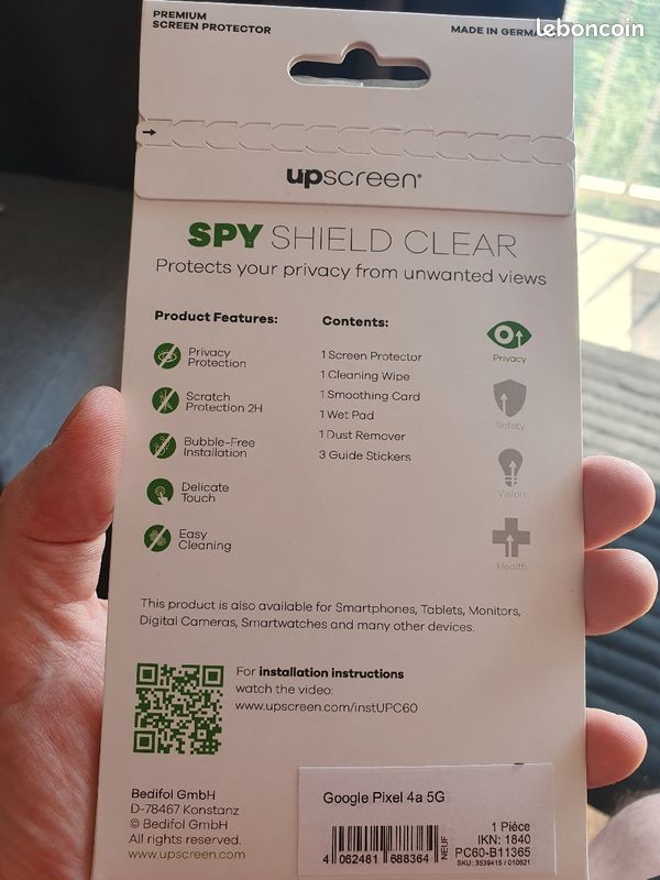 Upscreen Protection Anti-Espion Compatible avec Google Pixel 4a 5G - Anti-Spy Privacy Film Protectio (image 2)