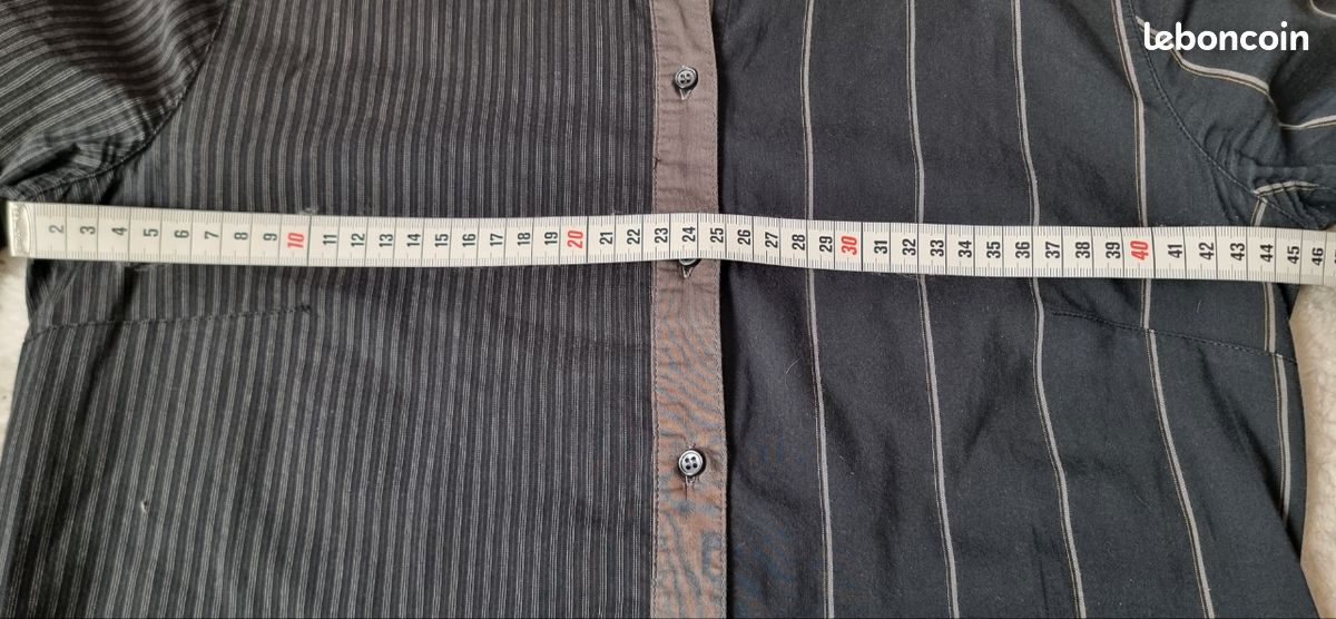 Chemise Longue Fluide Cop Copine Taille 38 - Mauve à Rayures - Occasion Très Bon État