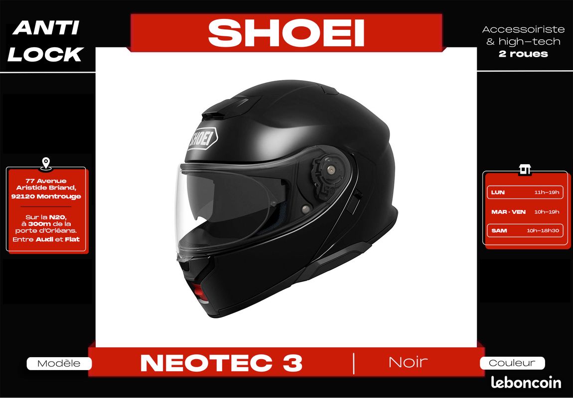 Casque modulable 𝗦𝗵𝗼𝗲𝗶 𝗡𝗲𝗼𝘁𝗲𝗰 𝟯 | 𝗡𝗲𝘂𝗳 + 𝗴𝗮𝗿𝗮𝗻𝘁𝗶𝗲 𝟱 𝗮𝗻𝘀 (image 2)