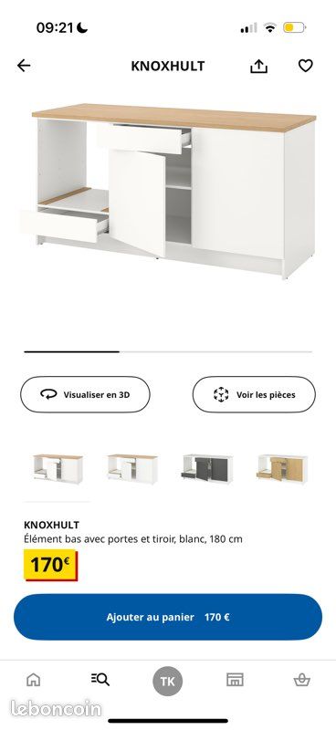 Meubles IKEA Knoxhult – Élément bas avec porte + tiroir pour four (180 cm) (image 2)