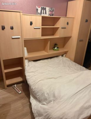 Ensemble lit + meuble pont + rangements – chambre complète (image 2)