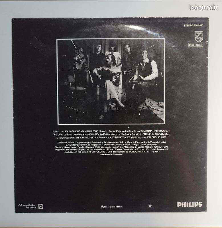 Paco De Lucia disque vinyle 33 tours Solo Quiero Caminar (image 8)