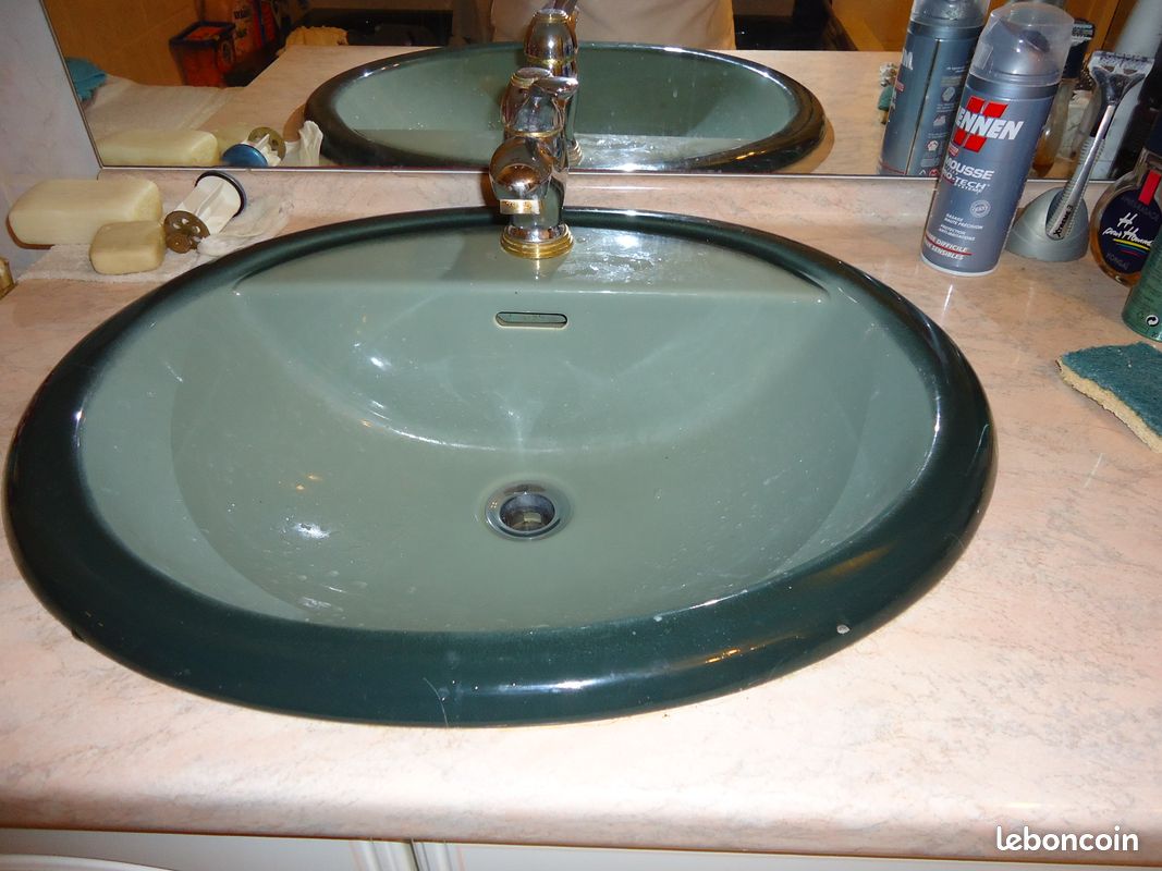Lavabo en ceramique 60cm vert ocean (image 1)