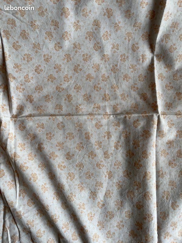 Tissu coton vintage blanc à fleurs oranges (image 3)