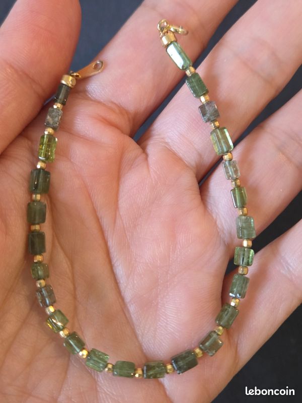 Bracelet En Argent 925 Sertie De Tourmalines Multicolores (bleu, Vert, Jaune, Rose) - Neuf - Rose-Mimosa