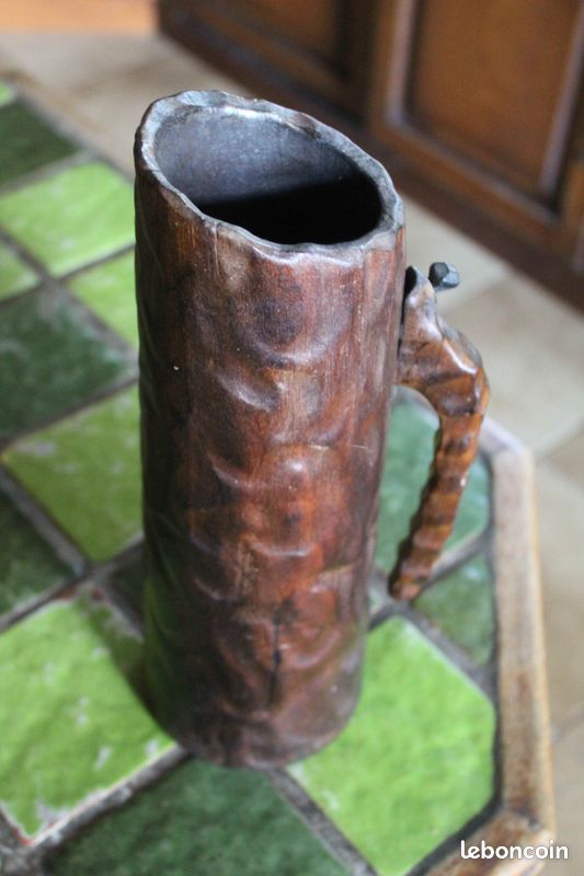 Vase /pichet en bois avec anse (image 3)