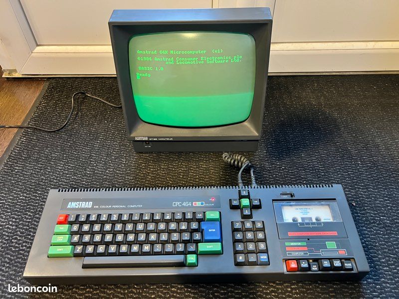 Ordinateur Amstrad CPC 464 à cassettes + écran GT 65 (image 1)