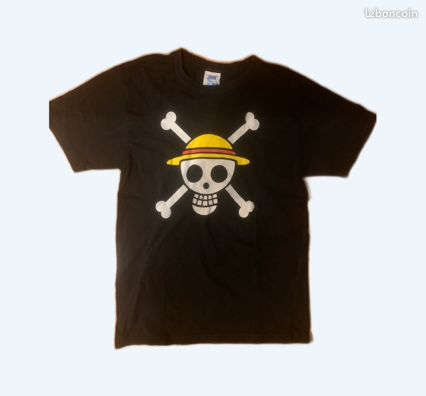 T-shirt noir motif manga One-Pièce taille 12-14 ans (image 1)