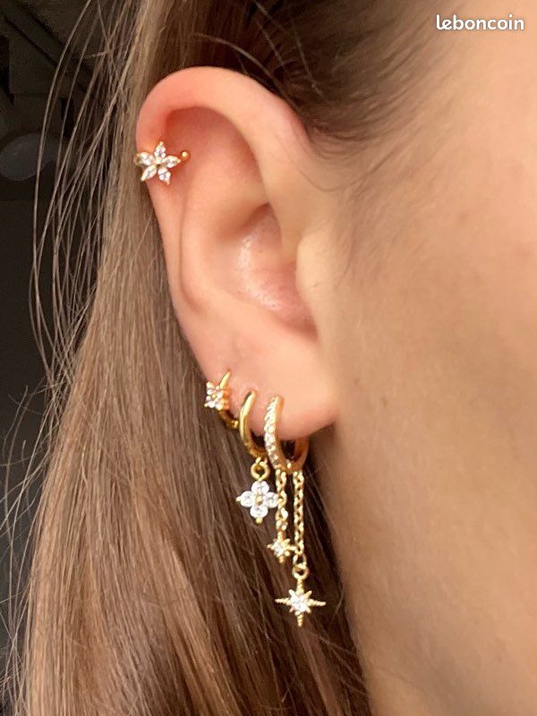 🌟Boucles d’oreilles étoile pendante or (image 2)