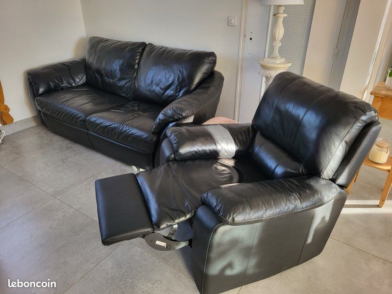 Canapé + fauteuil relax manuel (image 1)