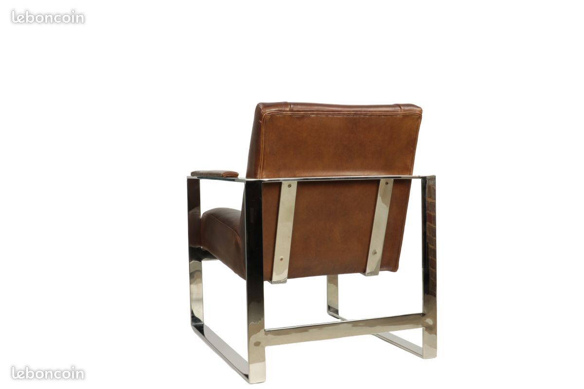 Fauteuil design en Chrome et Cuir - Decoduweb - livraison offerte (image 4)