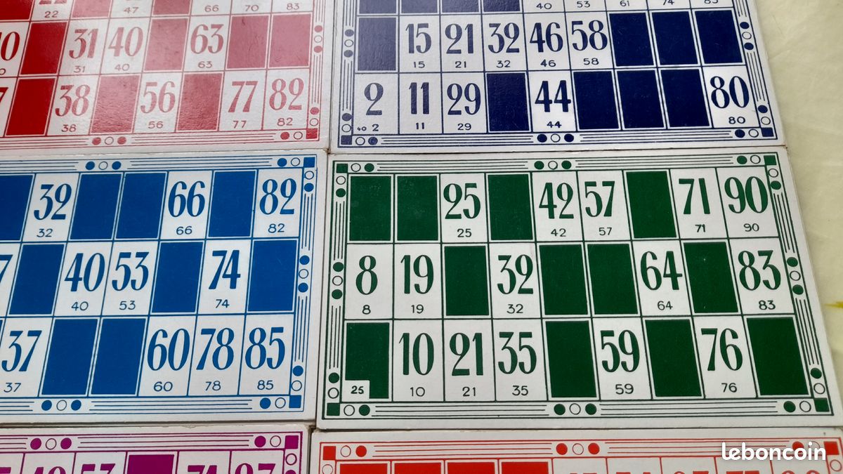 Boîte De Jeu Loto Vintage Années 1950 – Bois – Manque Quelques Jetons – Occasion