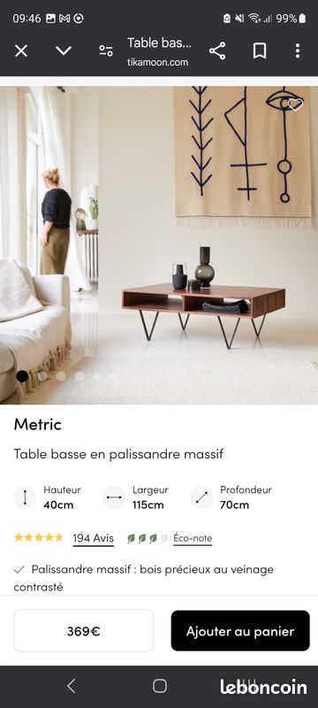 Table basse Tikamoon en palissandre (image 3)