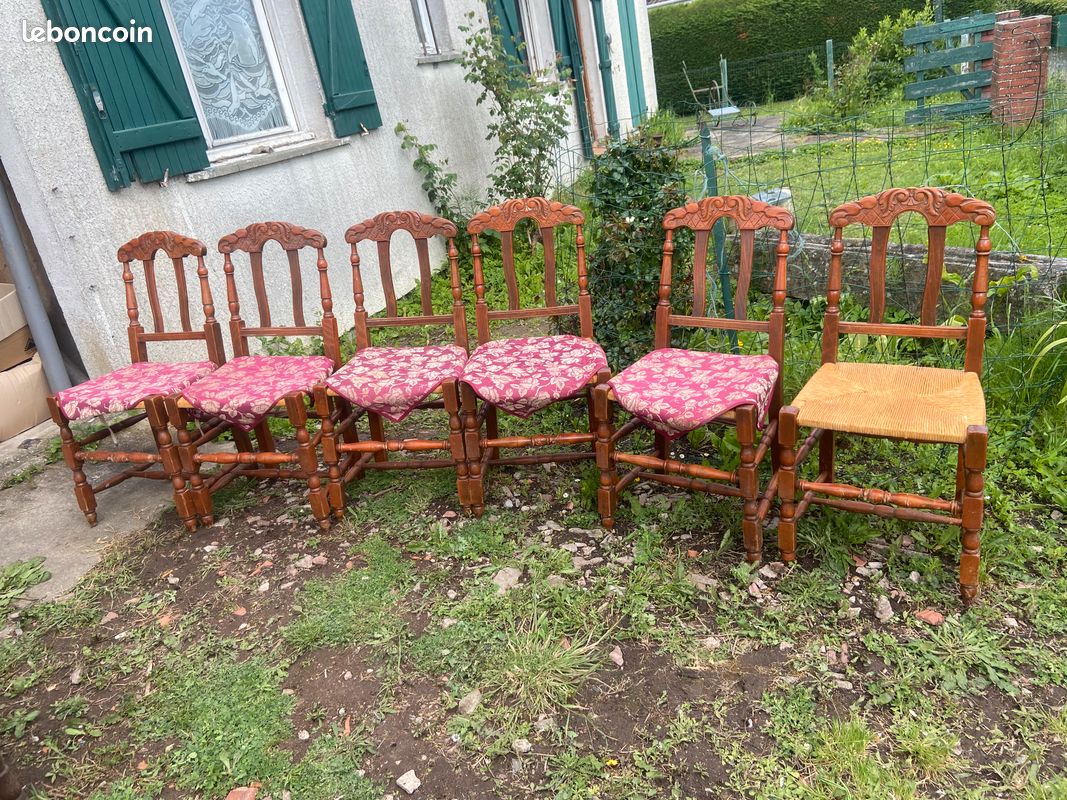Chaise en bois avec assise empaillé (image 3)