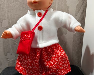 Vêtements Neufs Pour Poupée Corolle 20 Cm - Jupe, Pull, Sac, Bandeau - Fait Main
