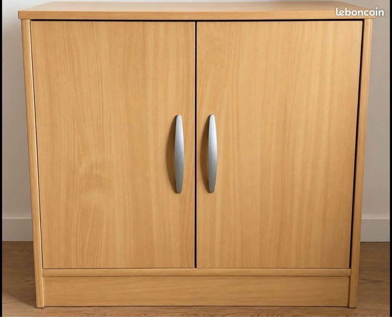 Meuble de rangement / bureau 2 portes bois clair (2 disponibles) (image 1)