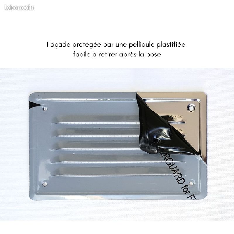 Lot de 6 grilles de ventilation rectangulaires en inox 164 x 100 mm, avec moustiquaire (image 4)