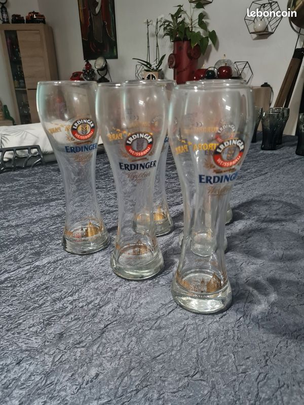 Erdinger Lot de 6 verres à bière de blé 0,5 l – Verres à bière de blé 0,5 l – Verres à bière blanche – Verres Erdinger comme superbe cadeau de bière