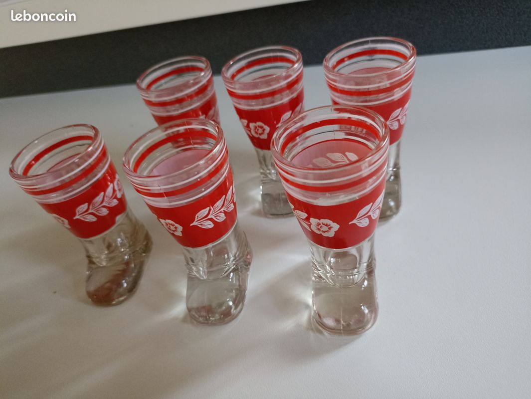 Lot De 9 Verres Vintage Des Années 70/80 – Motif Chat, Fabriqué En France