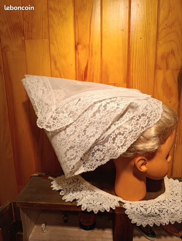 COIFFE COIFFE REGIONAL COTON DENTELLE BRODERIE COSTUME FOLKLORIQUE H2465 Imgx500 3965