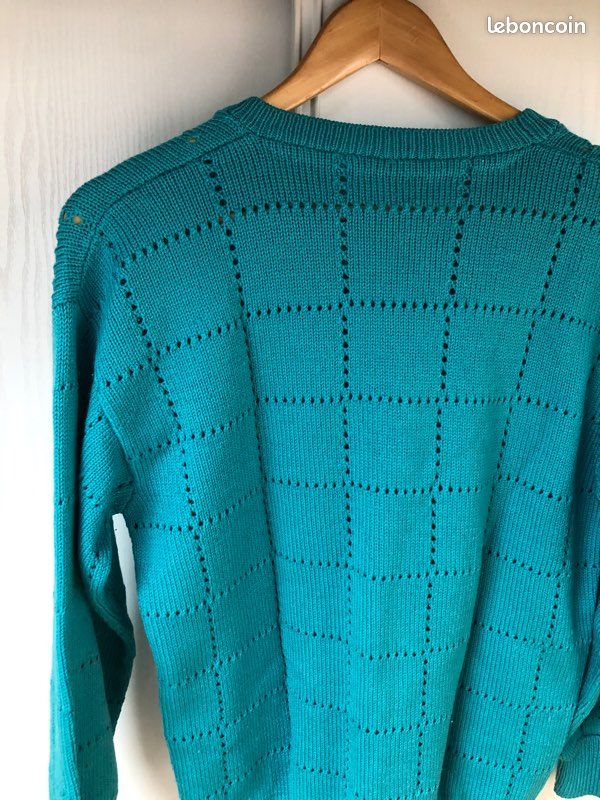 Pull vintage vert turquoise Taille S/M (image 4)