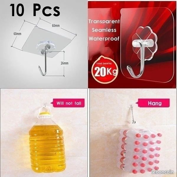 5 crochets transparents sans trace crochet solide (image 9)