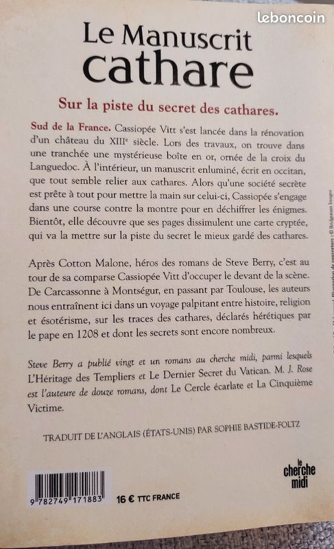 Livre Steve Berry - Le manuscrit cathare (image 2)