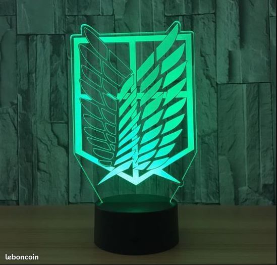 Décoration Lampe en verre de Bureau Led RGB - Veilleuse Manga Attaque des titan Effet 3D (image 1)