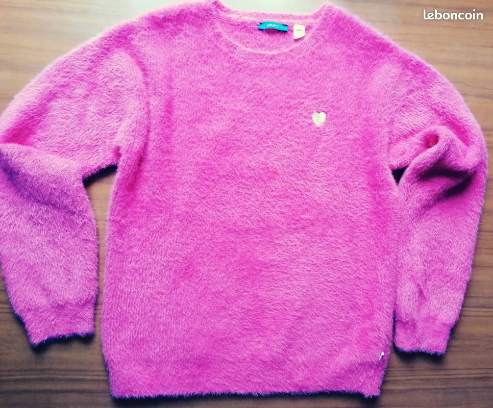 Pull Rose Okaïdi Pour Fille 9-10 Ans - Laine Coton, Occasion Très Bon état