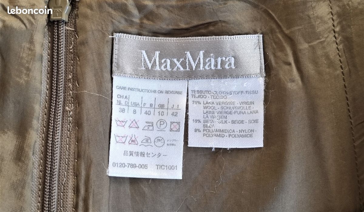 Jupe Max Mara Taille 36 Chinée Vert Et Bleu Laine Et Soie Doublée Tbe (image 8)