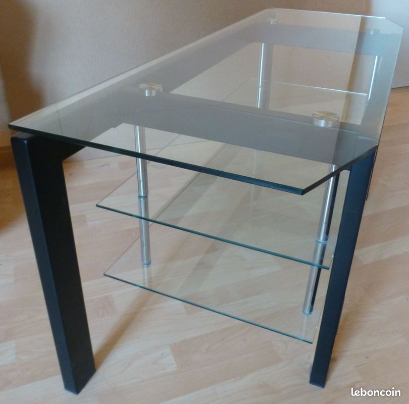 Table basse TV métal-verre (image 1)
