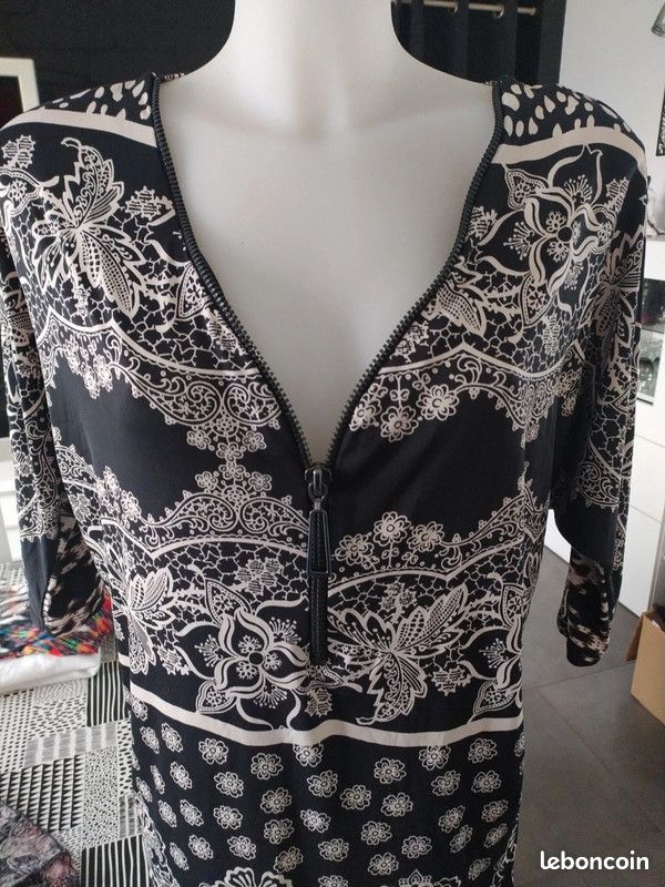 Robe Tunique Noire Kimilily - Taille L - Manches 3/4 - Ourlet Incurvé - Neuf Sans étiquette