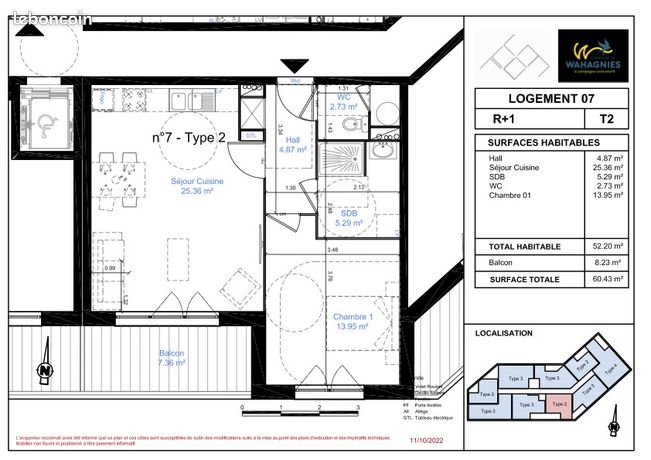 Appartement 2 pièces 52 m²