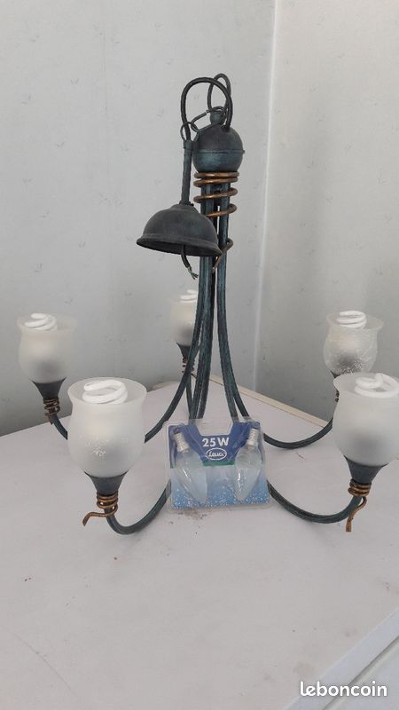 Lustre/suspension luminaire style vintage en métal (image 1)