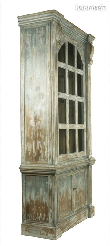 Buffet vitrine en bois Peint Vintage - Livraison OFFERTE (image 3)