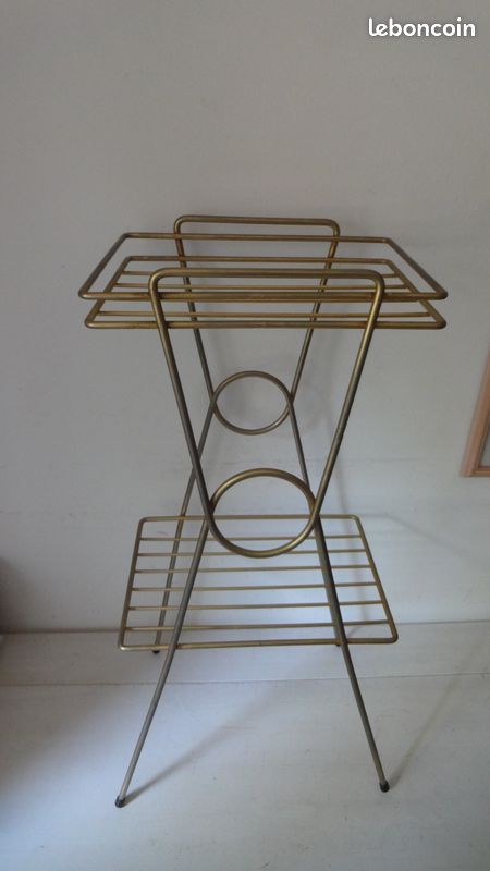 RouenOuEnvoi Vintage état neuf H60x28x22 guéridon table basse de présentation métal doré pour statue vase lampe cache pot ... (image 1)