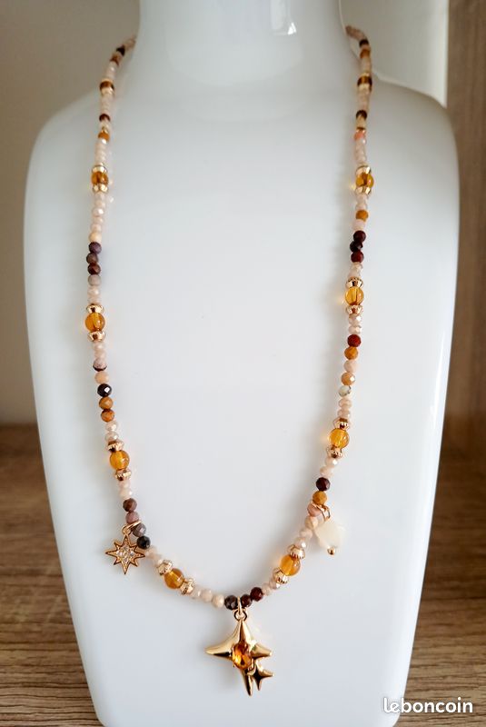Collier Citrine Marquise Fait Main - Chaîne Réglable Plaqué Argent - Pierre Jaune 725cts - Cadeau