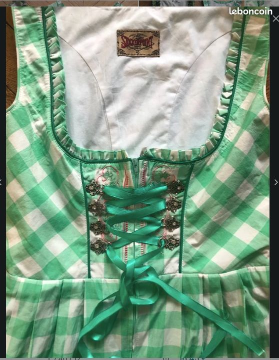 Robe Dirndl Traditionnelle Pour Femme YINGWIN - 2 Pièces (robe + Tablier) - Taille 36-42 - Pour Fête De La Bière, Carnaval, Mariage