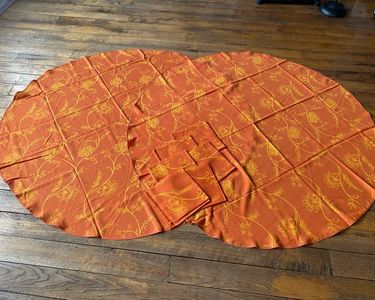 Nappe En Dralon Orange Avec 6 Serviettes - Dimensions 150x124 Cm, Neuve Sans étiquette