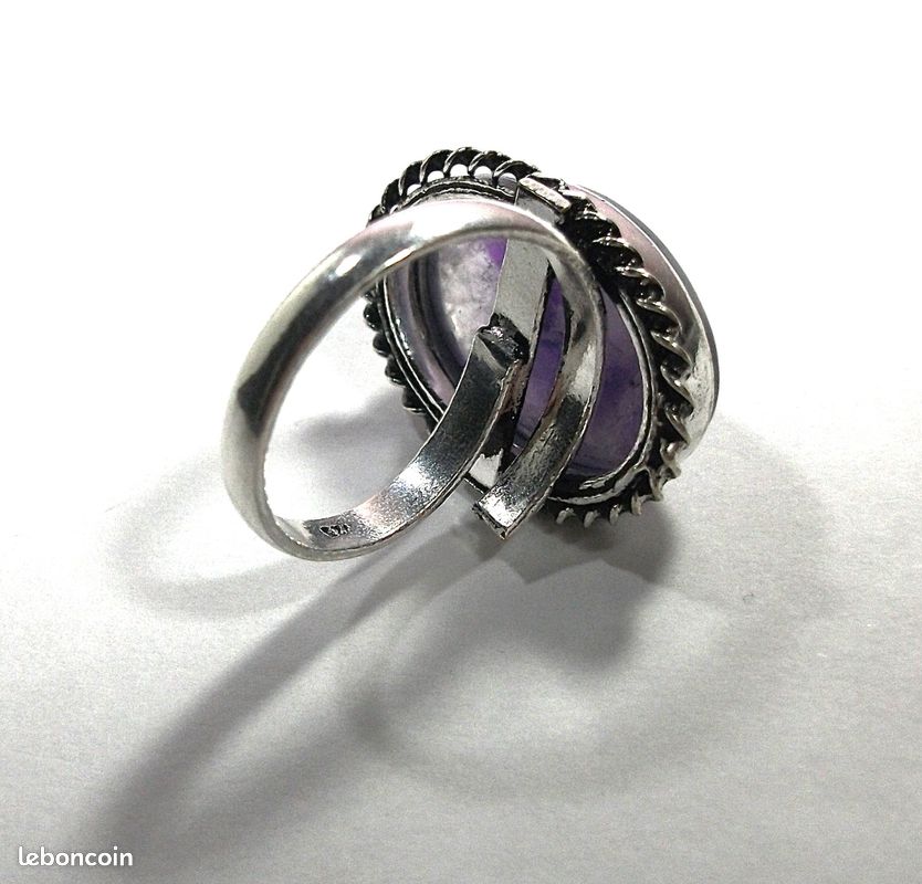 Bague améthyste plaqué argent 925 (image 9)