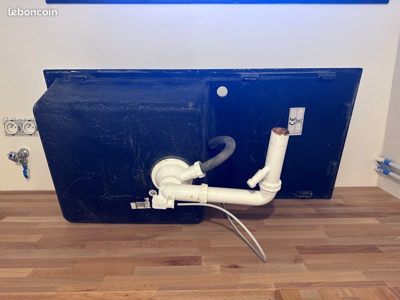 Evier en quartz et résine 1 bac 50 x 100 cm vidage inclus Calypso noir (image 5)