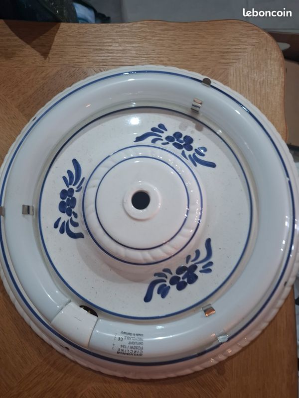 Lustre néon porcelaine de Desvres (image 1)