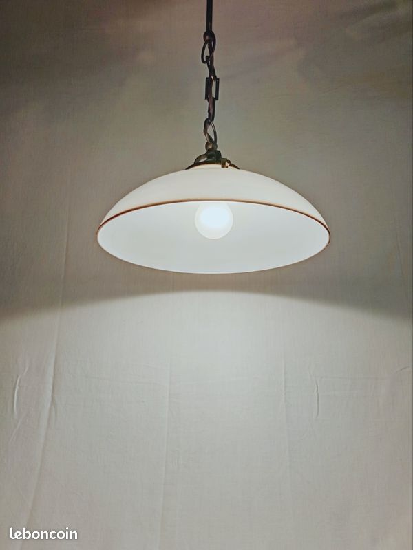 Suspension/plafonnier vintage opaline blanc (image 5)