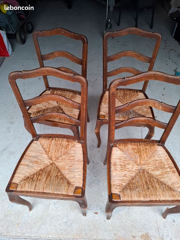 Chaise noir assise paille (image 1)