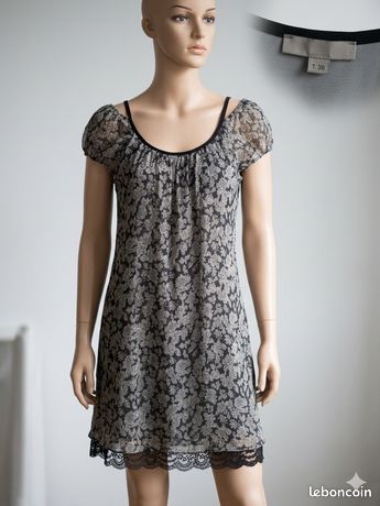 Cop Copine robe dentelle bustier sans étiquette TBE 36 38 doublée coton