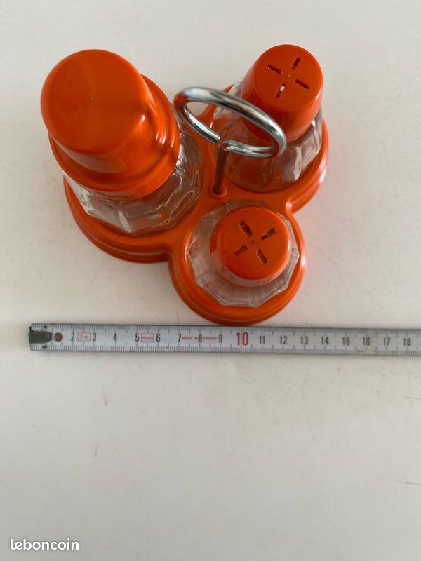 Serviteur WC Vintage Années 70 - Pot à Sel, Poivre, Moutarde En Faïence