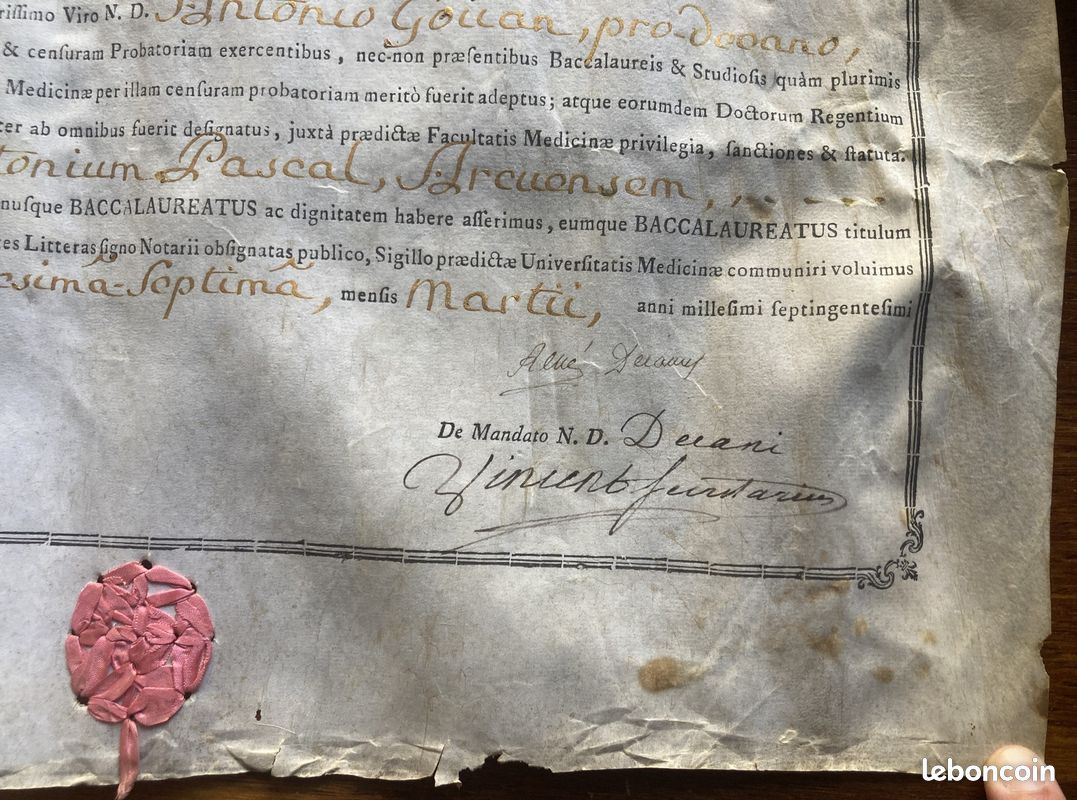 Diplôme Ancien De Bachelier ès Sciences 1859 - Roger Du Bourg, Mayenne (Laval) - Avec Pliures