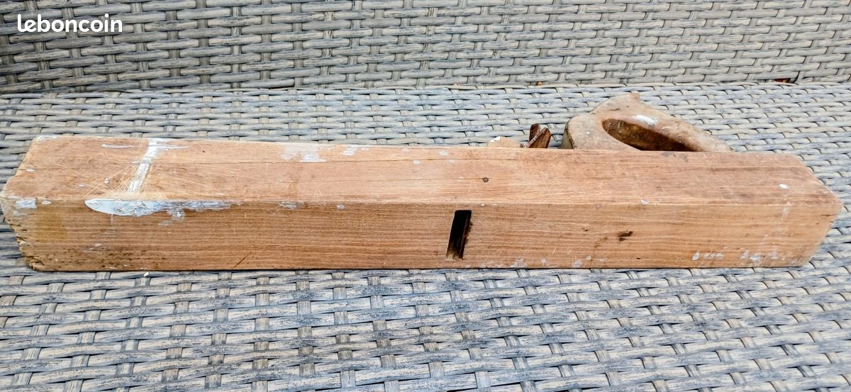 Grand Rabot D'atelier Ancien, Bois, Outil Menuisier Vintage, Occasion