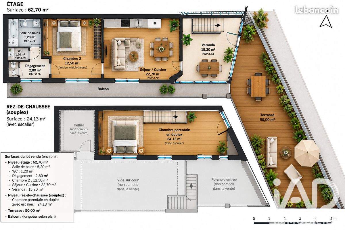 Appartement 4 pièces 92 m² · à Villeneuve-de-Marsan · 92 m² · 110 000 €